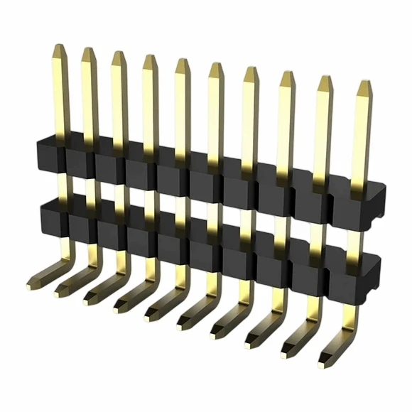 1.27mm Pin Header Single Row Dual Insulator Right Angle DIP